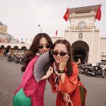 Taking photos of Tet ao dai at Ben Thanh market